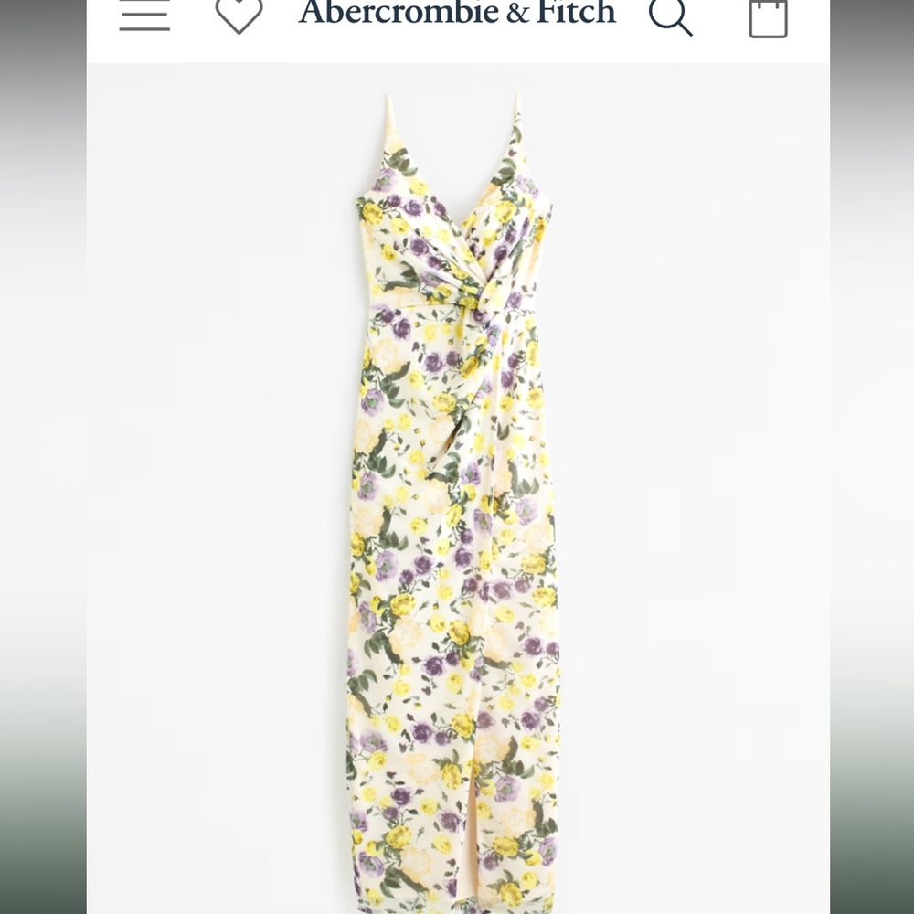 Abercrombie Floral Mesh Twist Wrap Maxi Dress